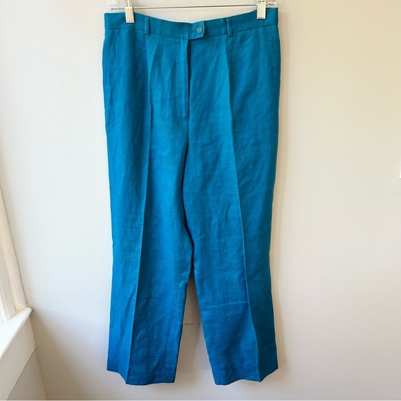 Vintage 100% linen royal blue women’s trousers - Picture 1 of 8